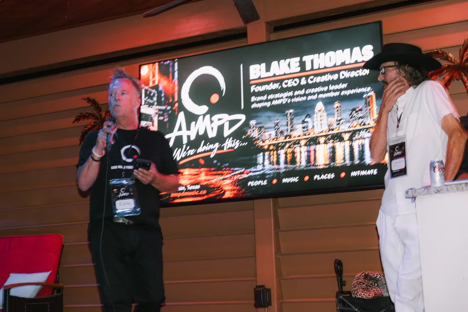 AMPD introduction with Blake Thomas displayed on the screen