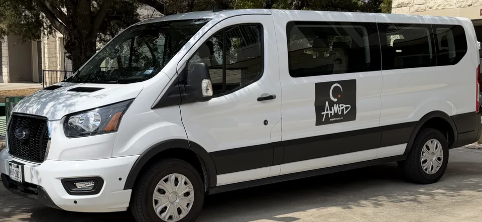 White van with AMPD branding